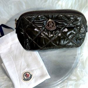 Moncler pouch/beauty case & dust bag in excellent condition deep chocolate brown